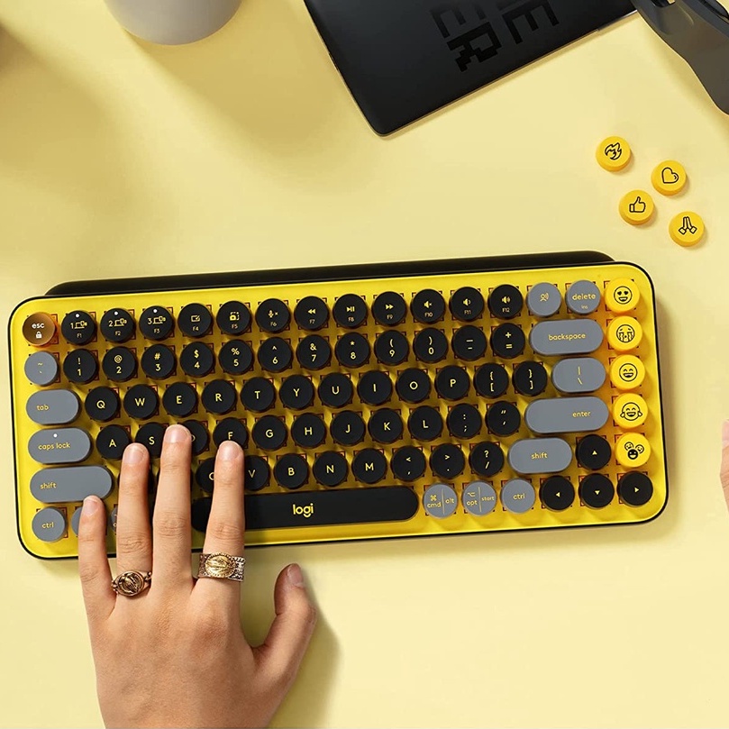 New Keyboard WIreless | Logitech Keyboard POP Keys - Yellow ( Original Garansi Resmi 2 Tahun)