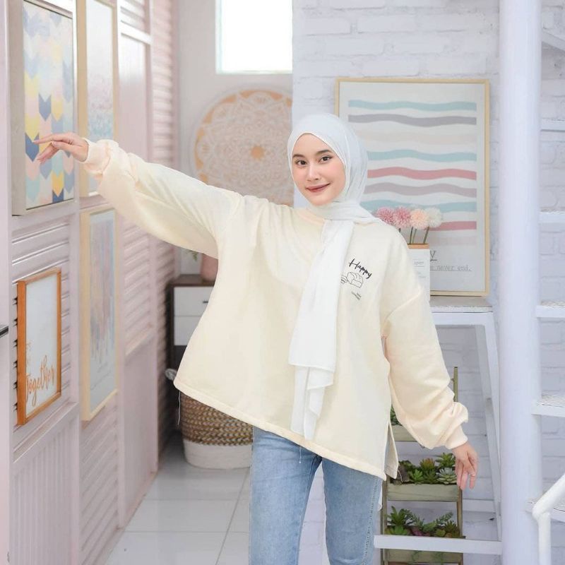 4539 Sweater Wanita | HAPPY ROTIE Sweater Oversize | Crewneck Wanita