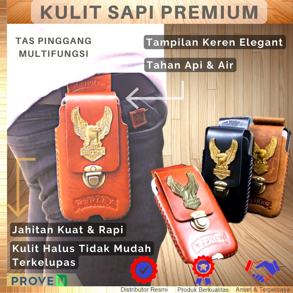 Tas Pinggang Pria Kulit Sapi Asli Tas Pinggang Hp Multifungsi Serbaguna Kulit Sapi Asli Full Tanpa Furing P001 GARANSI ORIGINAL