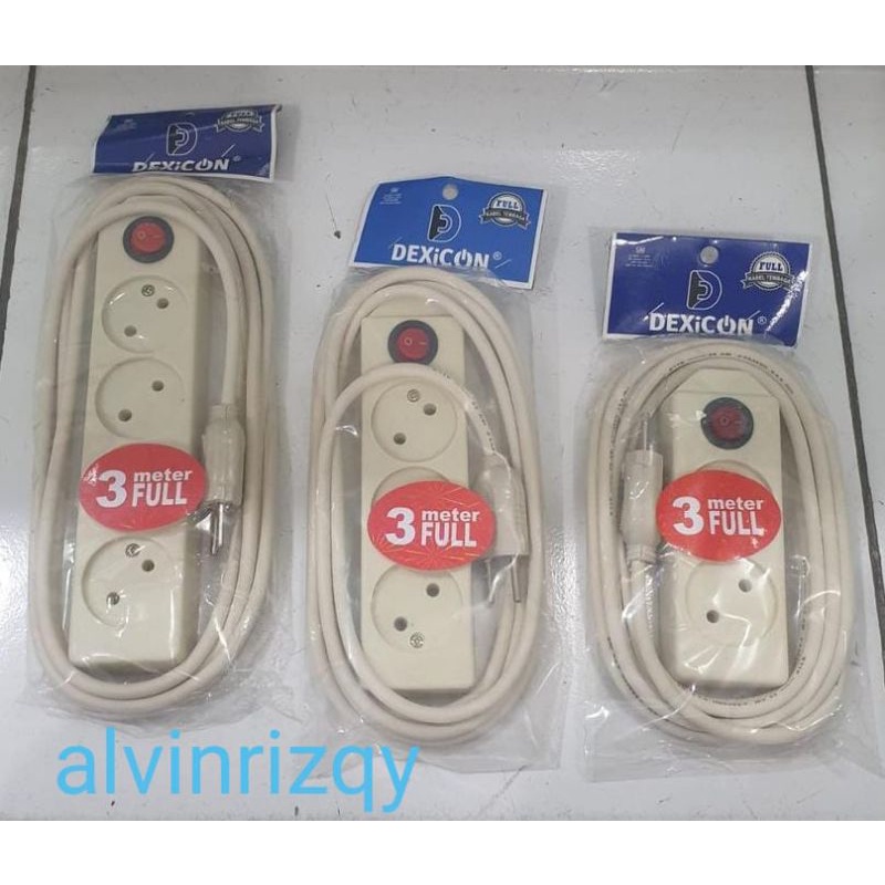 Stop Kontak + Kabel GEPENG DEXICON 2/3/4 lubang 3 METER