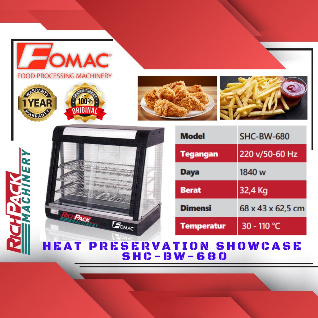 FOMAC SHC-BW-680 Showcase Warmer Food Warmer Showcase Penghangat Makanan