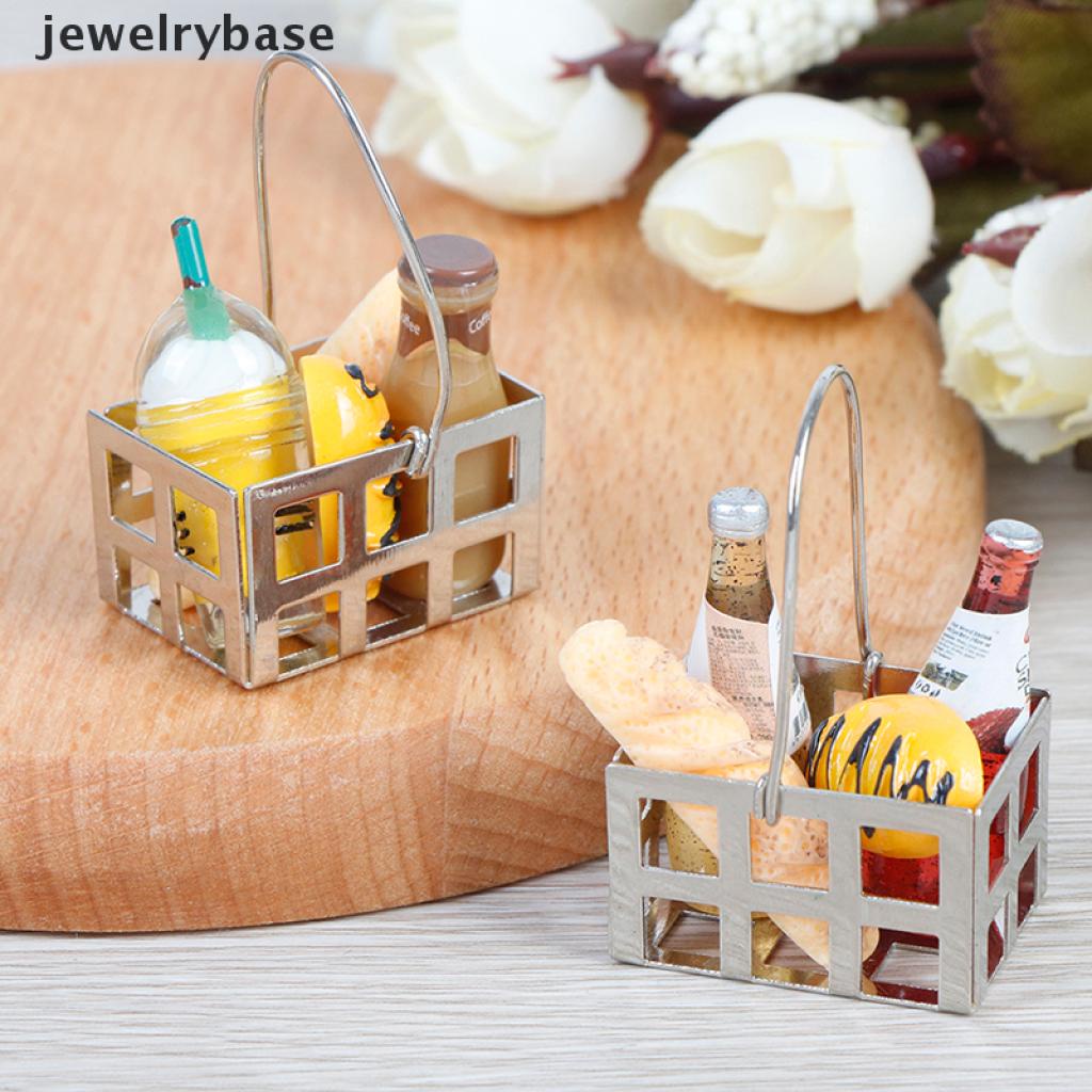 Base set Miniatur Keranjang Roti + Botol Minum Skala 1: 12 Untuk Aksesoris Rumah Boneka