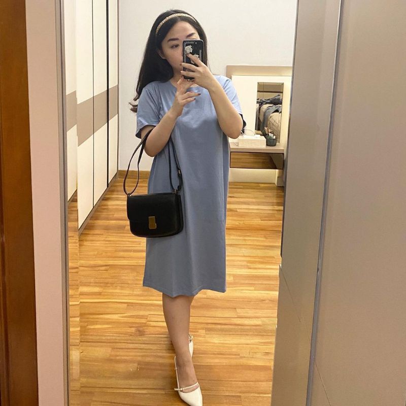 DRESS WANITA DUSTY BLUE POLOS