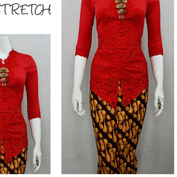 ➬ Indah KEBAYA MODERN ENCIM LENGAN 7/8 BORDIR SENADA Katun Stretch KEBAYA WISUDA KEBAYA KATUN KEBAYA