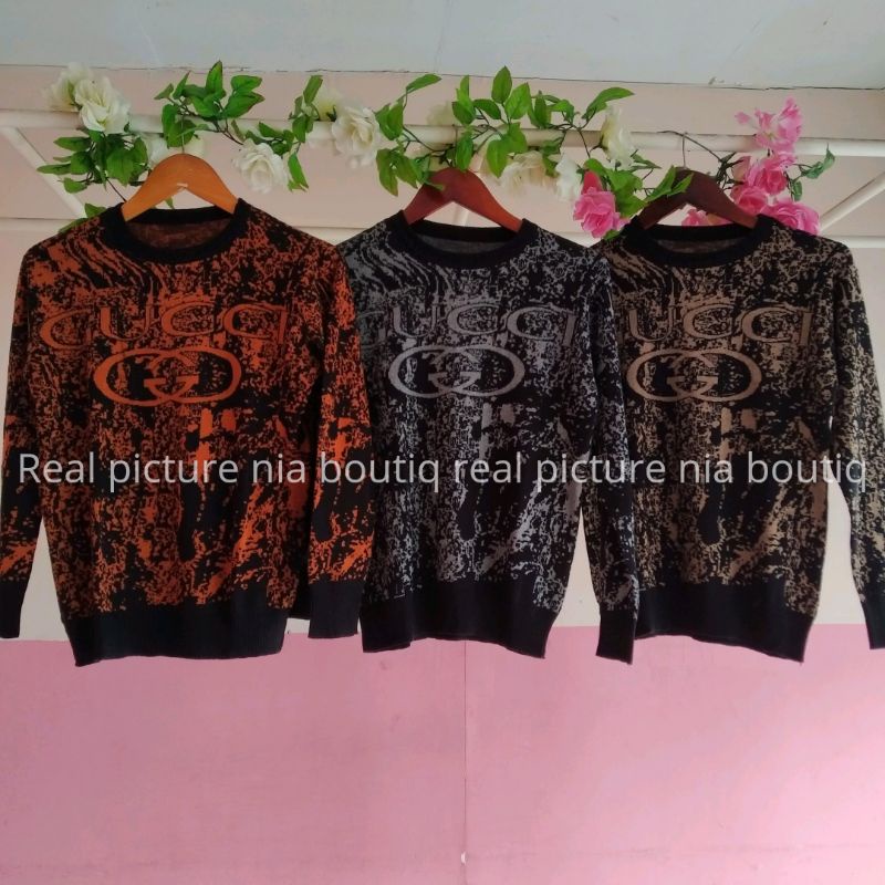 BAJU ATASAN BLUS RAJUT GUCCI WANITA IMPORT TERBARU