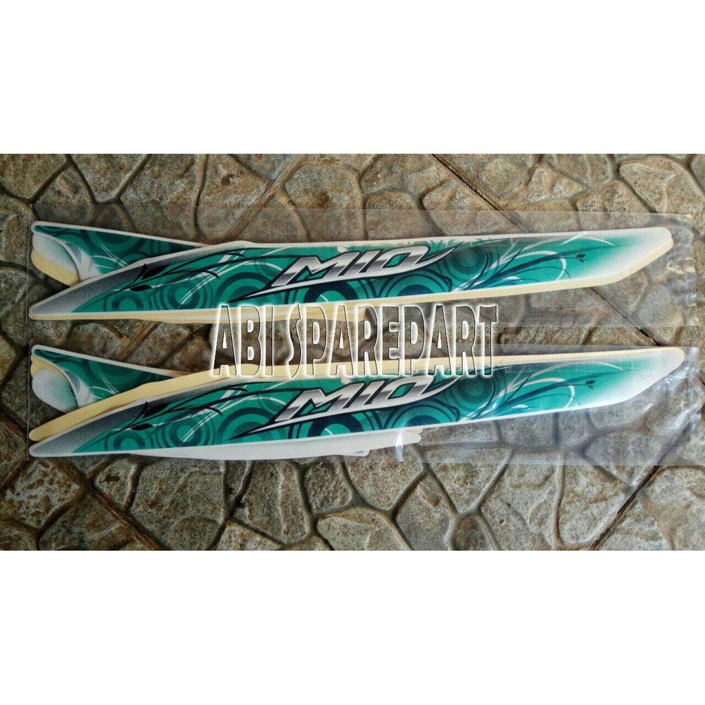 STRIPING STIKER YAMAHA MIO NEW SMILE WARNA PUTIH CORAK BATIK HIJAU