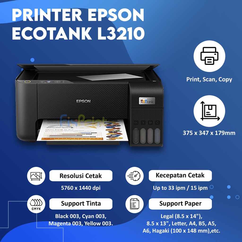Printer Epsn L3210 A4 ECOTANK All in One InkTank PENGGANTI L3110 New
