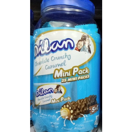 

Coklat crunchy caramel Dylan 25 mini pack kemasan toples biru tenteng