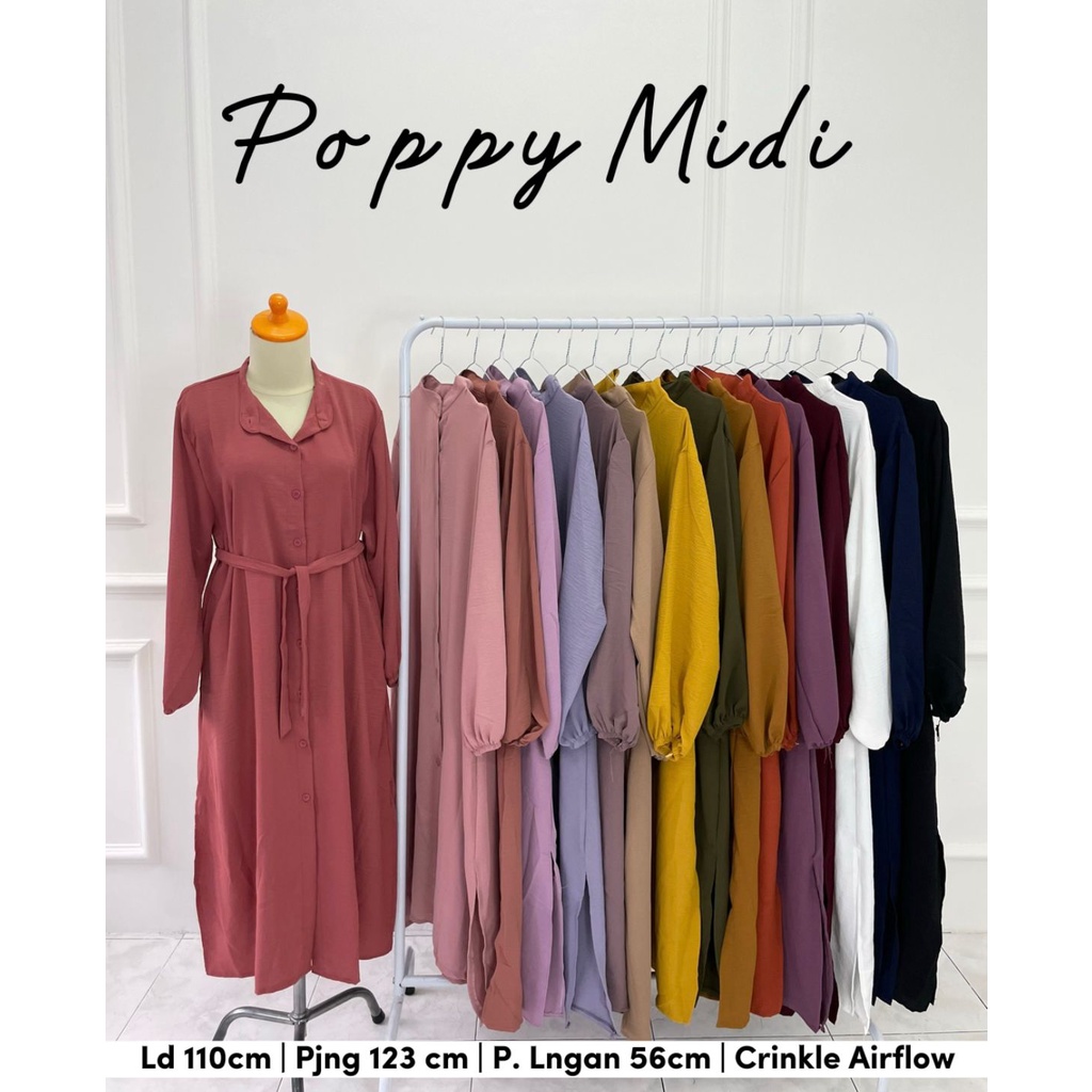 POPPY LONG TUNIK POLOS CRINKLE TUNIK POLOS KANCING BUSUI BUMIL