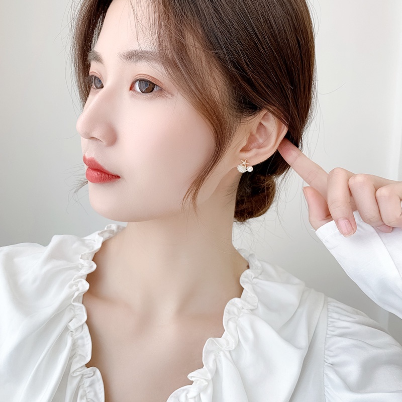 Berlian Berkilau Anting Mutiara shell Bintang Laut Lucu lady korea