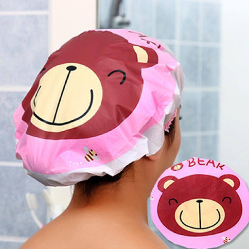 Shower Cap Karakter Kartun Topi Mandi Keramas Lucu Penutup Rambut Cover Kepala Waterproof