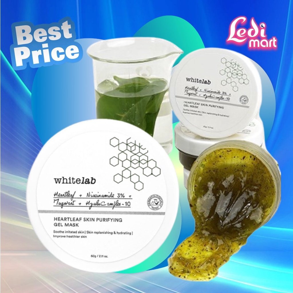 ORIGINAL WHITELAB Heartleaf Skin Purifying Gel Mask 60gr / White Lab Heart Leaf Masker Wajah / LEDI MART