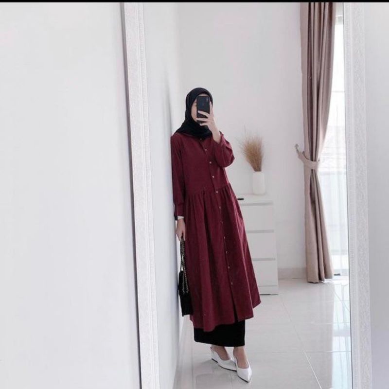 TUNIK NEDA DZUVIA / BAJU ATASAN LONG TUNIK REMAJA MUSLIM BUSUI  ADEM NYAMAN POLOS