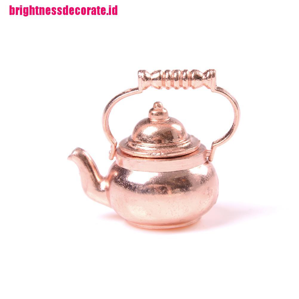 BrightID 1 PC 1/12 Dollhouse Miniature Copper Tea Kettle/Tea Pot