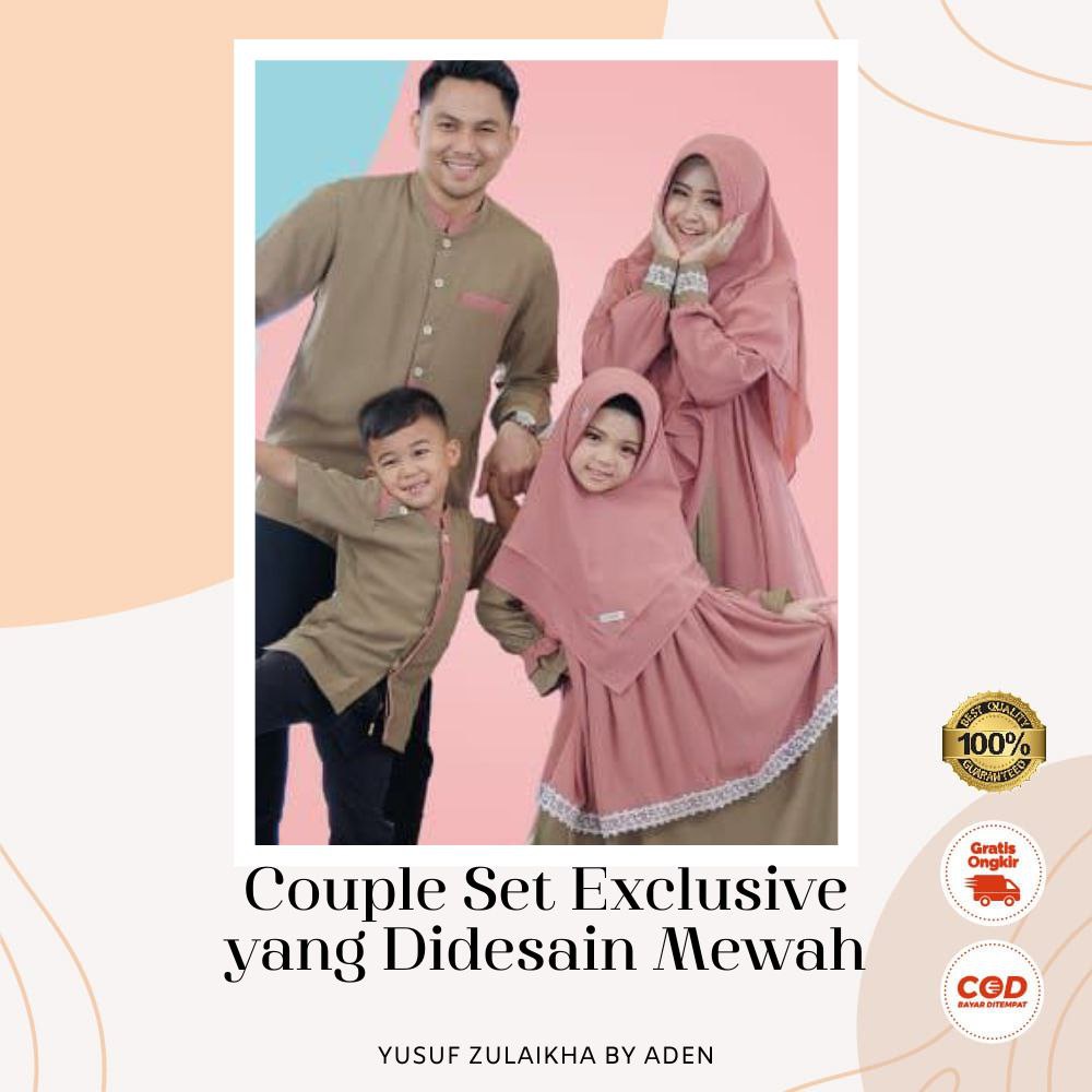 BAJU COUPLE KELUARGA SARIMBIT GAMIS SYARI SET KHIMAR BY ADEN YUSUF ZULAIKHA BAHAN CERUTY BABY DOLL -