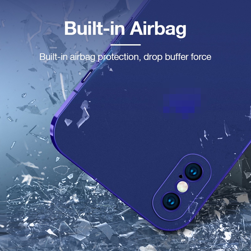 Square Plating Matte Phone Case Kompatibel Dengan iPhone X XS MAX XR Straight Edge Slim Soft TPU Shockproof Cover Full Casing Pelindung Kamera