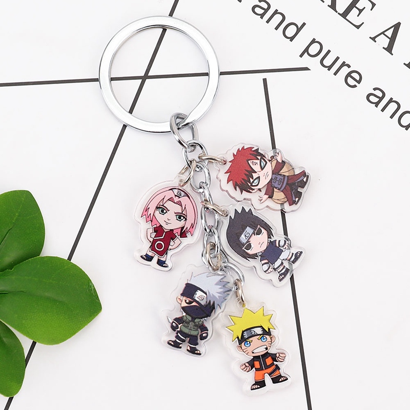 Gantungan Kunci Desain Anime Naruto Sakura Kakashi Itachi Bahan Metal Akrilik untuk Mobil/Tas