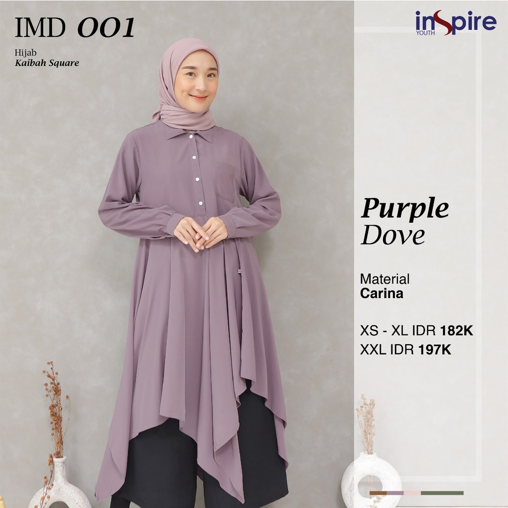 Inspire IMD 001 Midi Dress Terbaru Bahan Carina Motif Polos Simple Terbaru