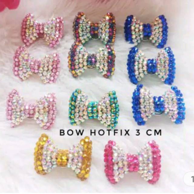 Bow hotfix 2 warna 3cm Geser gambar Untuk warna lain