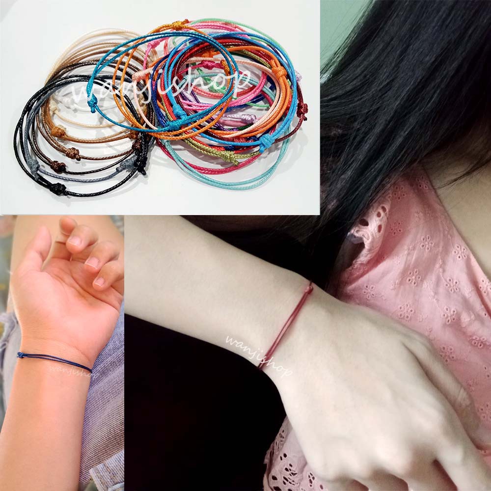 GP-03 Gelang Tali Kulit Korea Waterproof Tiny Simple Polos 0,8 mm