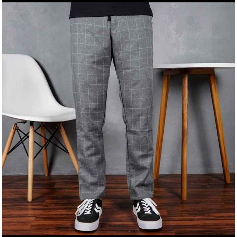 CELANA Panjang CHINO TARTAN PRIA ANKLE PANTS MOTIF KOTAK2