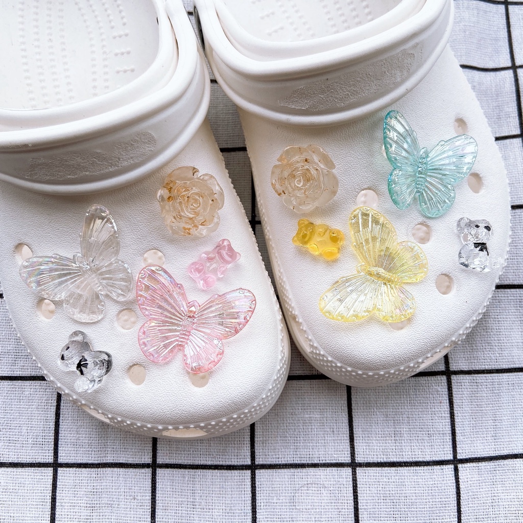 Charms Butterfly Suit Crocs Jibz Untuk Aksesoris Dekorasi Sepatu Wanita