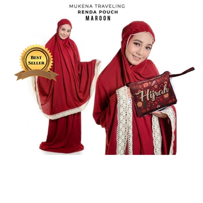 mukena parasut hijrah renda tas sablon best seller