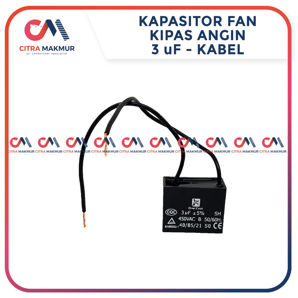 Kapasitor Kipas Angin 3 uf Kabel 2 SK Fan AC Capasitor mikro Air conditioner