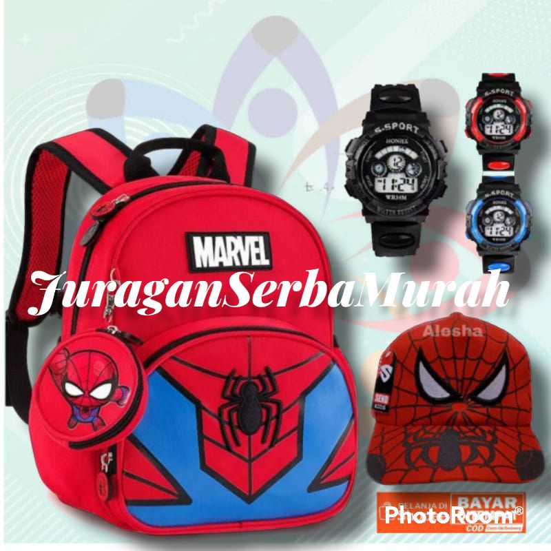 Tas Ransel Sekolah Anak Laki-Laki Karakter Spiderman Superhero Murah