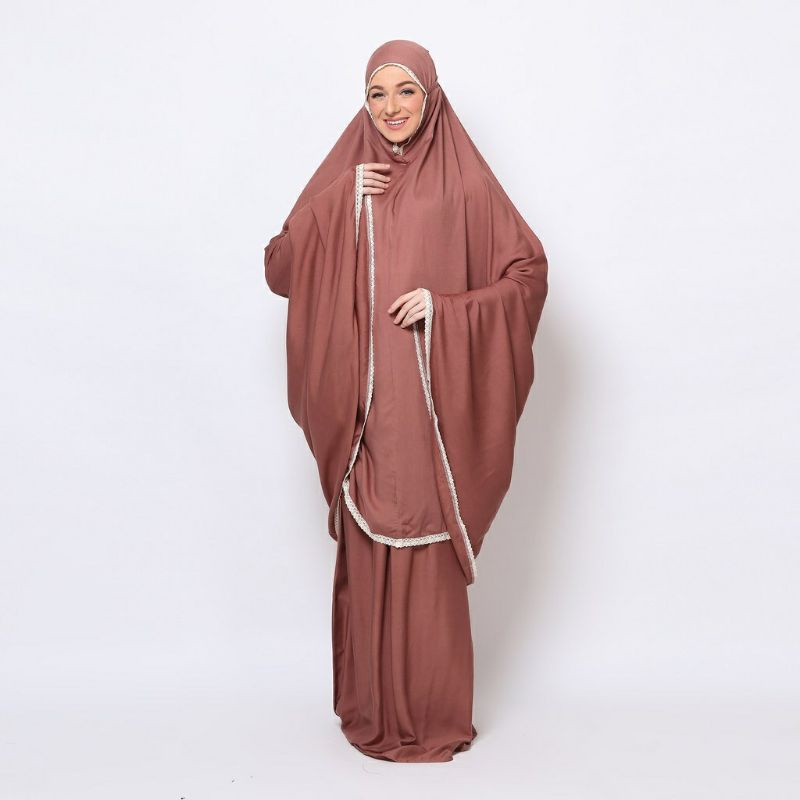 Mukena Katun Rayon Tazbiya Original Polos Mocca