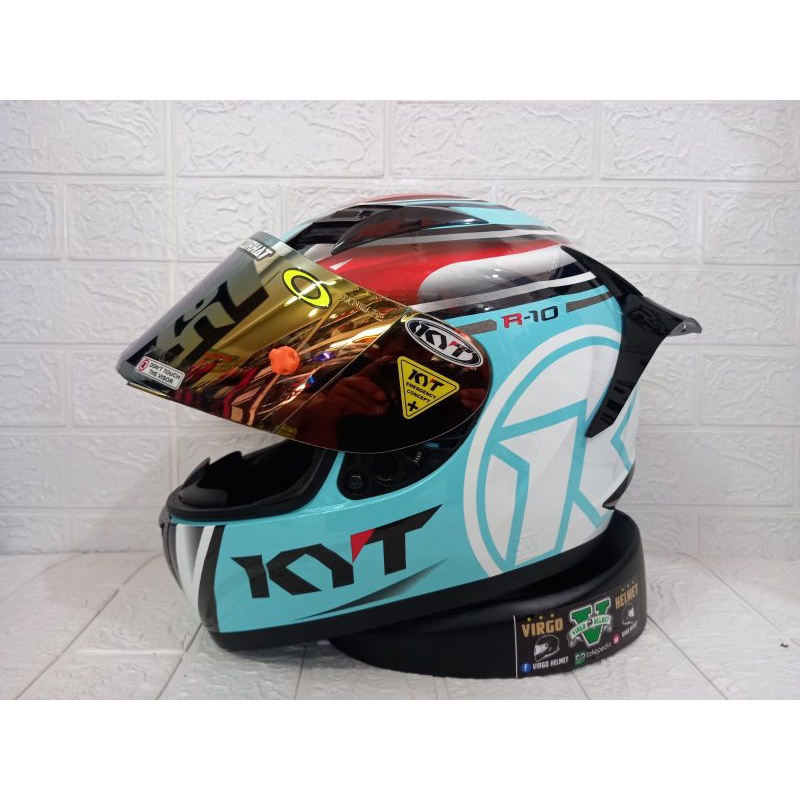 HELM KYT R10 AQUAMARINE PAKET GANTENG KOMPLIT