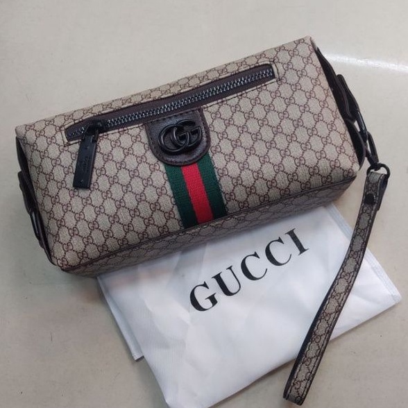 Handbag clutch unisex tabung pria/Wanita Gucci Import