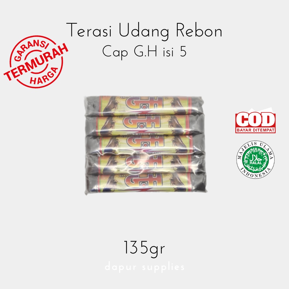 Terasi Udang Rebon / Shrimp Paste – Cap G.H isi 5 bungkus kecil (135g)