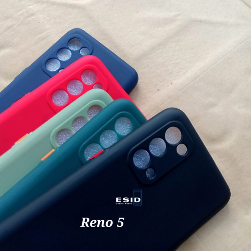 Liquid Case Oppo Reno 5 Macaron Colorful Button + 360 Camera Protection Super Hits Bahan Tebal Bagus