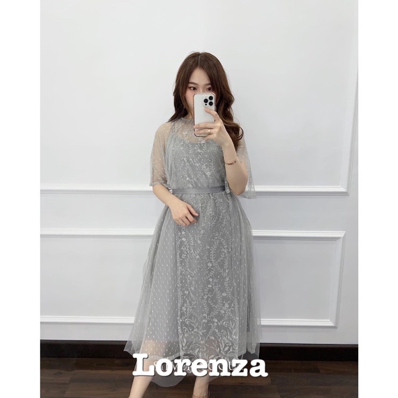 3 UKURAN DRESS LORENZA FASHION PAKAIAN WANITA GAUN DRESS 2IN1 INNER DAN OUTER / ELOISE SET DRESS  NATALAN / ELOISE