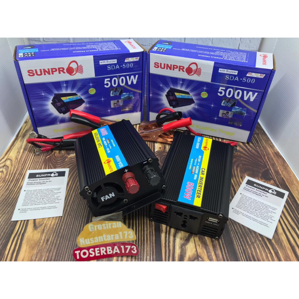 Inverter Mobil kualitas Tinggi Sunpro 500Watt with Buzzer SDA-500