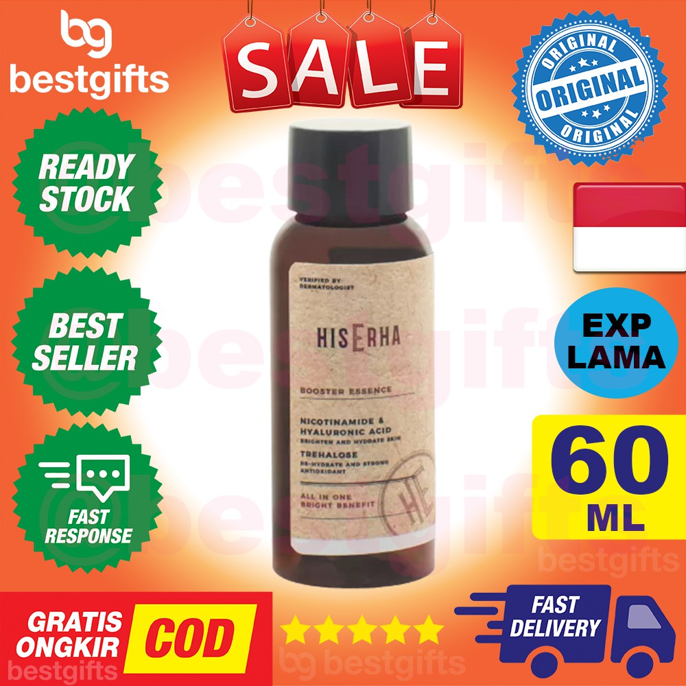 HIS ERHA BOOSTER ESSENCE NICOTINAMIDE HYALURONIC ACID MENCERAHKAN MERATAKAN WARNA KULIT PRIA 60 ML