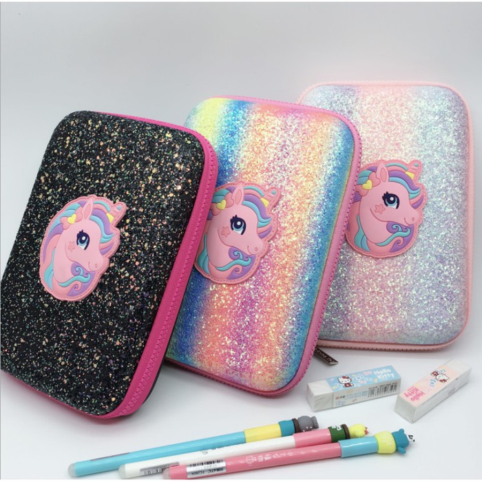 

Tempat pensil smiggle lookalike EVA Hardcase Unicorn Glitter