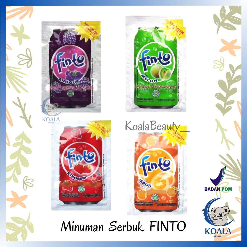 

❤ KOALA ❤ FINTO All Variant Kemasan Satu Renceng - 1 Renceng Isi 10 Pcs - Minuman Soda Rasa Buah - Rasa Melon - Anggur - Strawberry - Jeruk - Finto Minuman Serbuk Soda