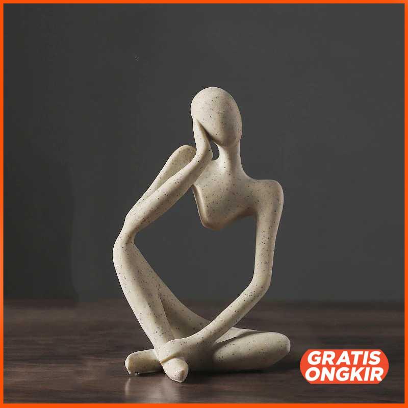 Pajangan Dekorasi Nordic Abstract Thinker Statue Resin Z090