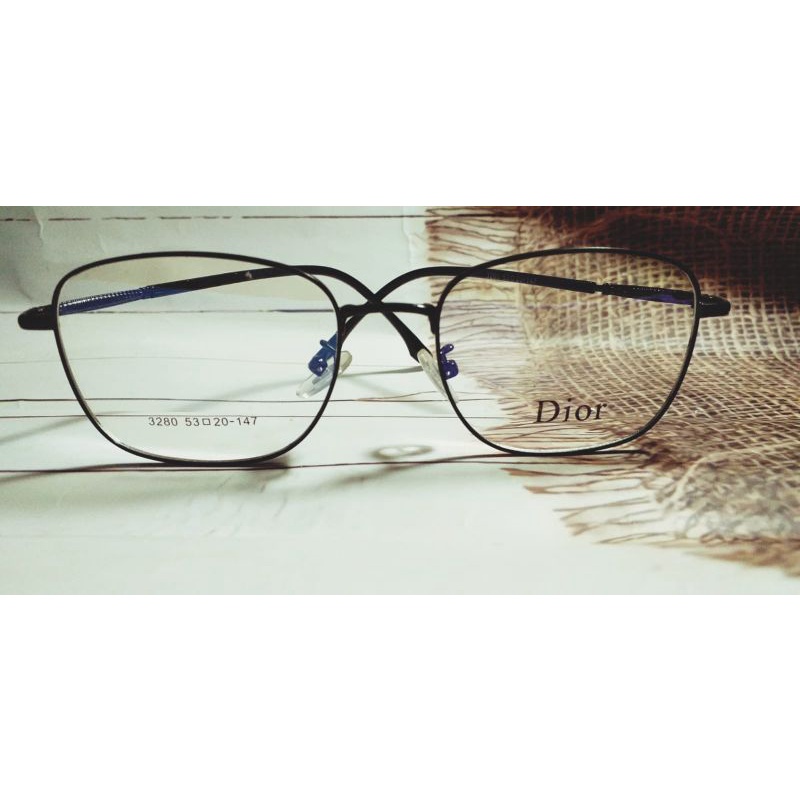 Frame kacamata besi  segi enam hitam minus