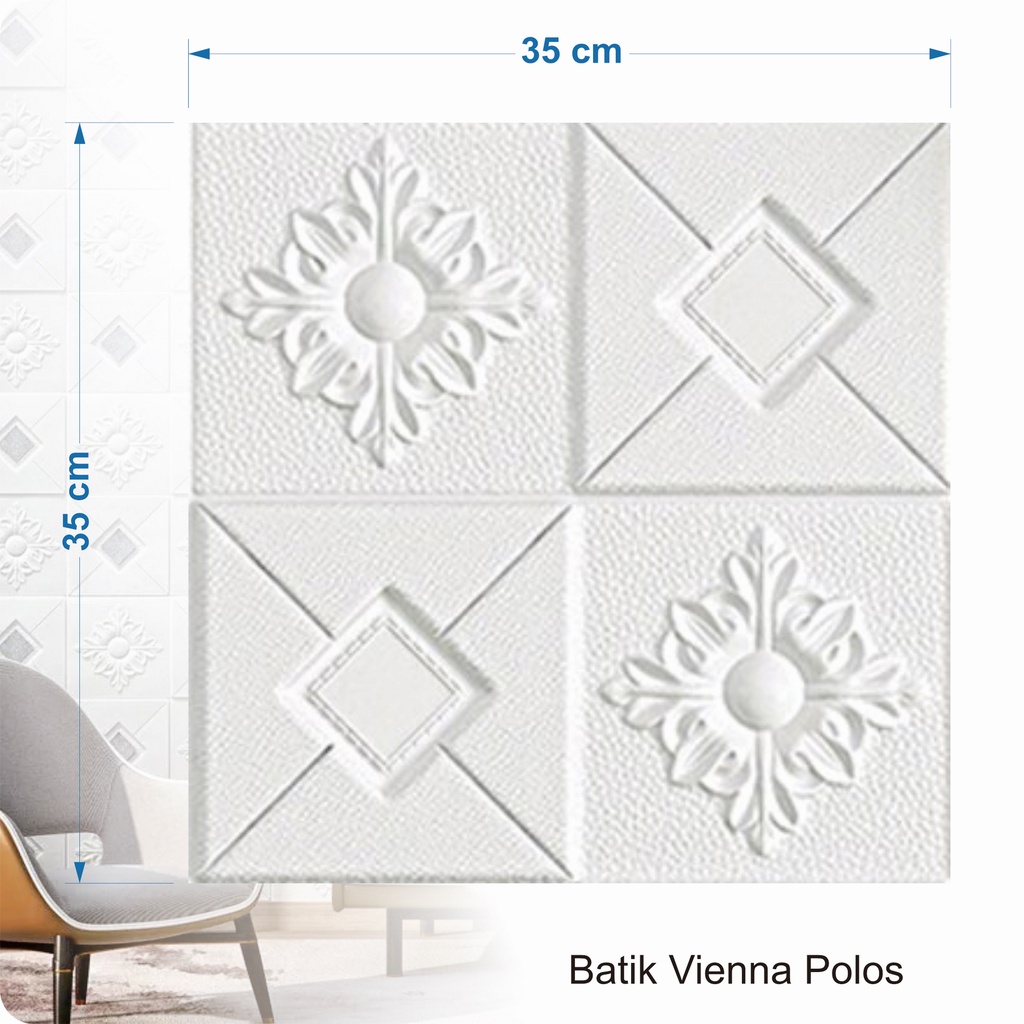 PROMO WALLPAPER FOAM 3D MOTIF BATIK KRISTAL Classic 35X35 / Wallpaper Sticker Dinding Plafon Emboss-BTK VIENA POLOS