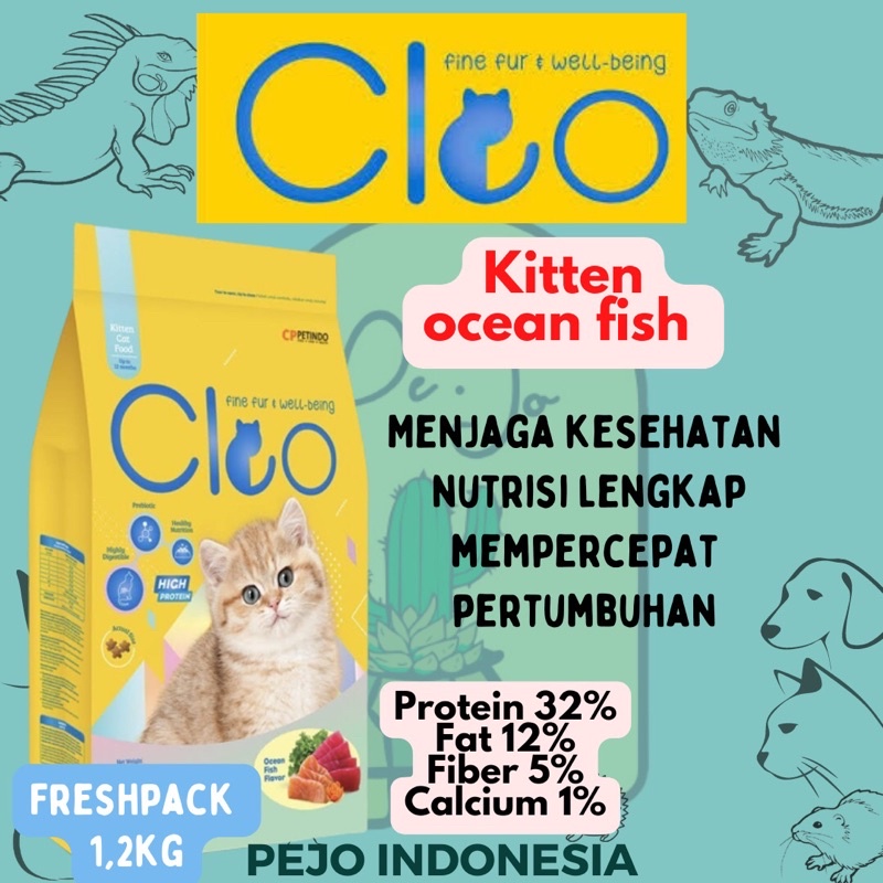 Makanan Kucing Cleo Kitten Oceanfish Freshpack 1.2kg
