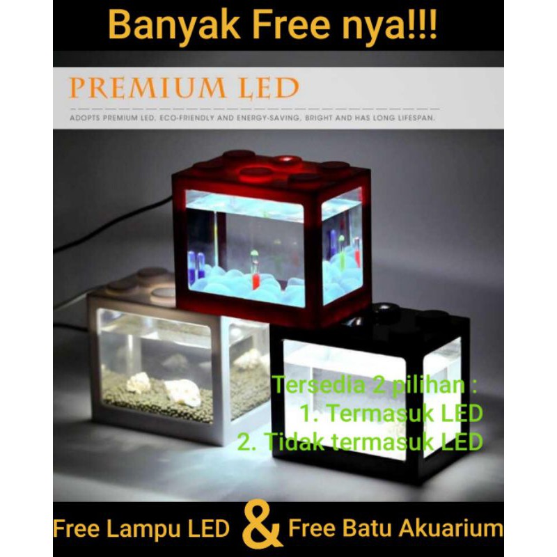 Aquarium Mini Model LEGO / Aquarium Minimalis / Aquarium LED Full Colour / Aquarium Mini Cupang