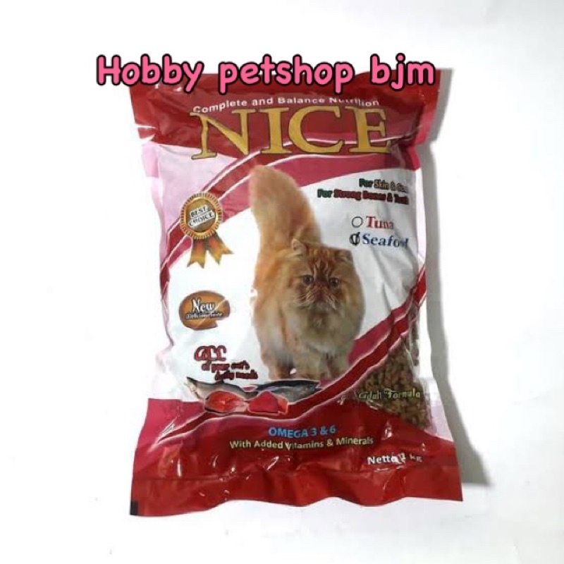 Nice cat 1kg makanan kucing dryfood adult pakan kering murah