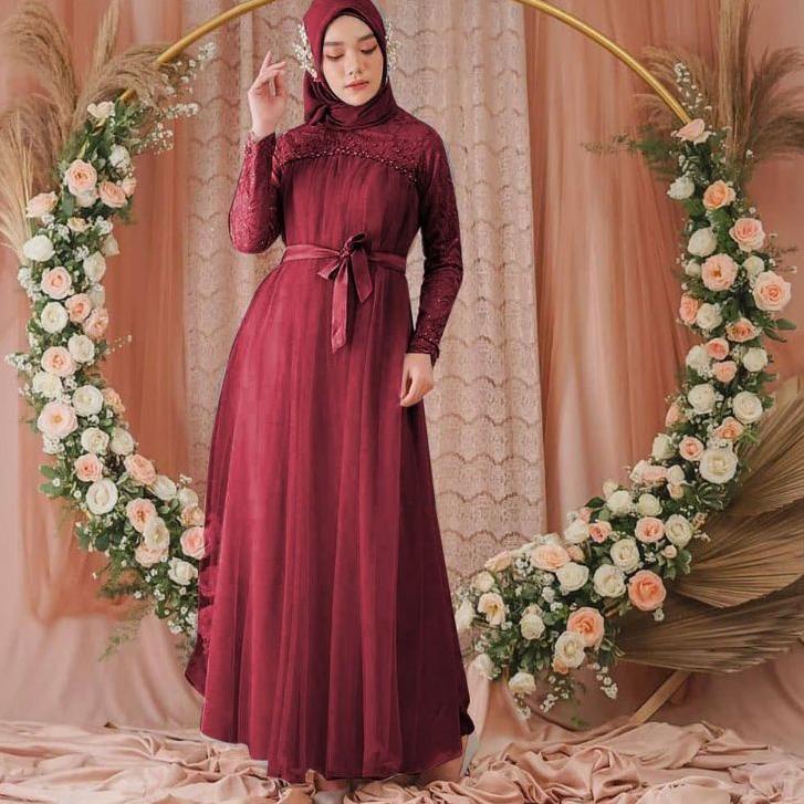 Recomended Maxi mikayla/Gamis brukat/gamis terbaru 2021/gamis modern wanita/gamis termurah/baju gami
