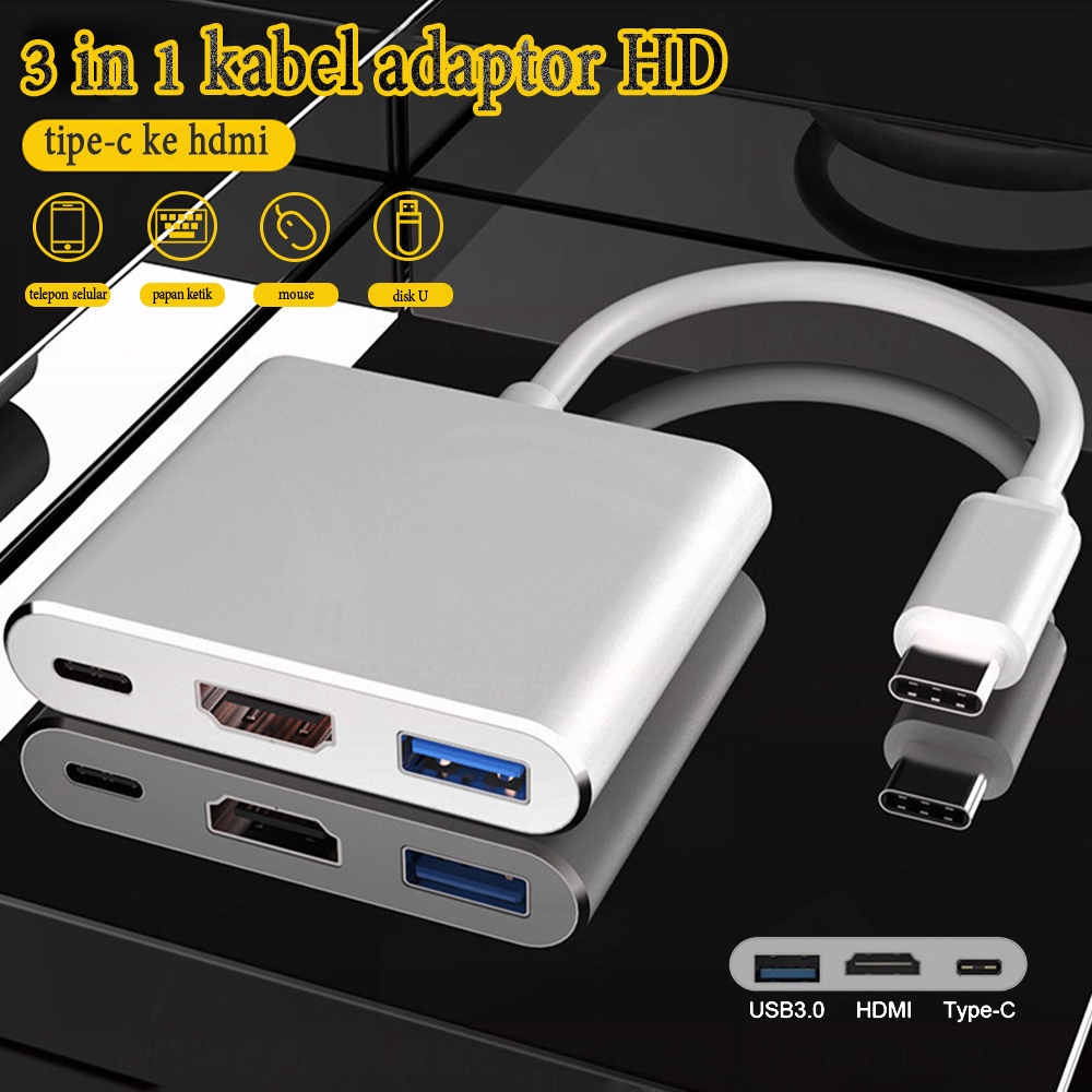Konektor 4K HDMI 3 in 1 USB 3.0 Adapter USB Type C Macbook Pro Air Konektor