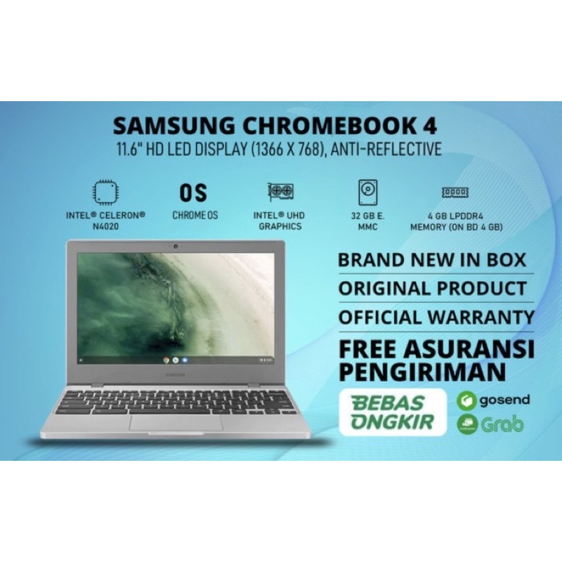 Samsung Chromebook 4 (4/32GB) 11.6in-intel celeron-Garansi Resmi Sein