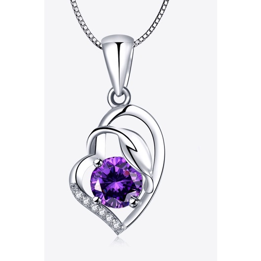 [Ready Stock]Fashion Simple Amethyst Clavicle Chain Heart-Shaped Pendant