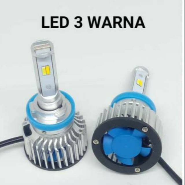 Lampu LED Mobil ZES H1 H3 H7 H11 HB3 HB4 3 Warna Canbus